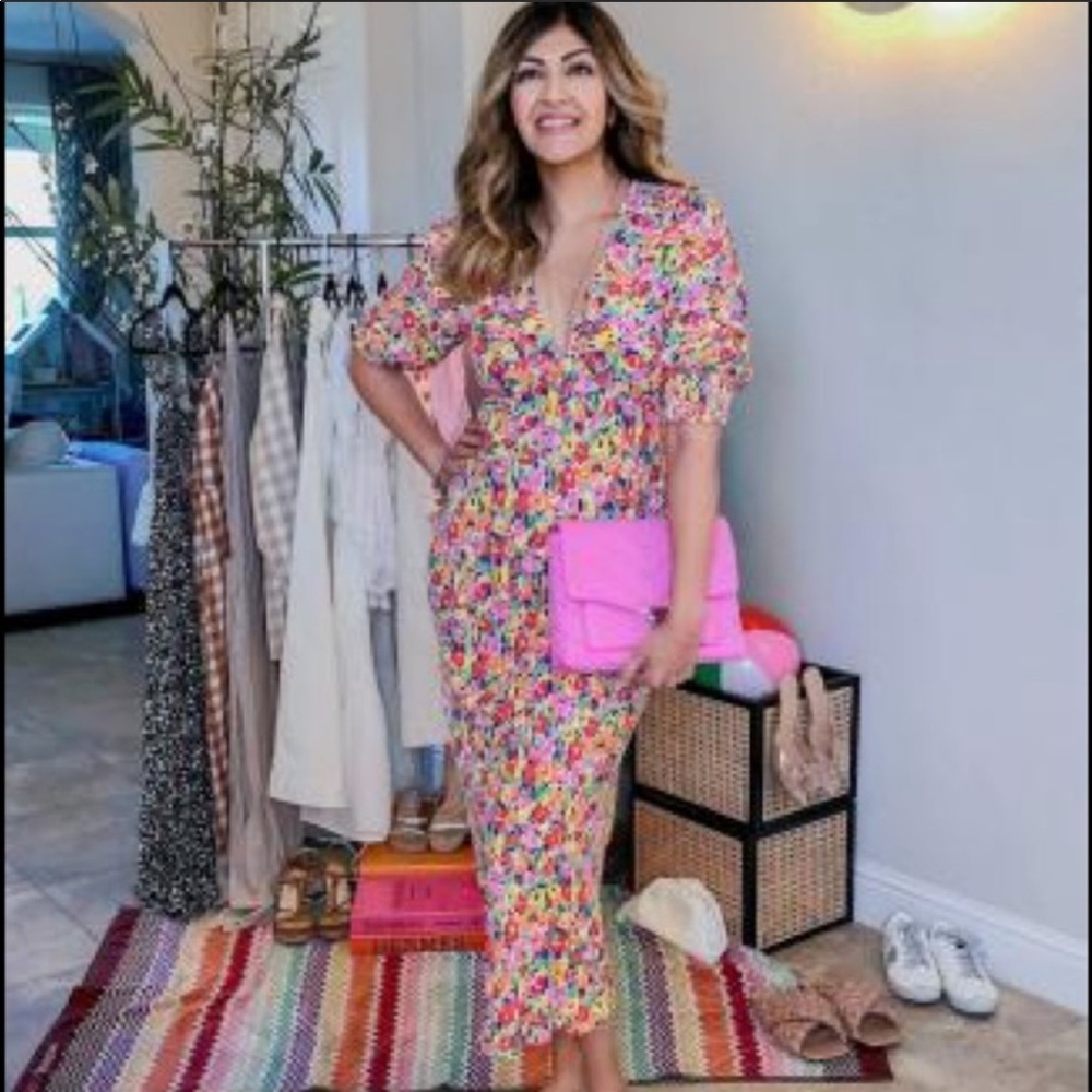 RIXO Target Floral Puff Sleeve Dress